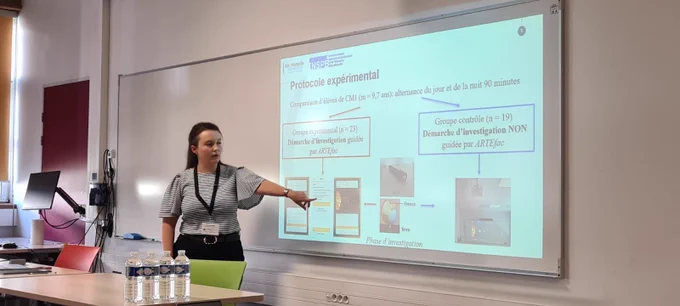 Elena MARTIN, l’utilisation du mobile learning en tant que guide pour soutenir l’apprentissage basé sur la démarche d’investigation.

Marjorie ARMANDO : Améliorer les performances des enfants en mathématiques : un compagnon virtuel d’apprentissage pour lutter contre les effets de menace du stéréotype.
