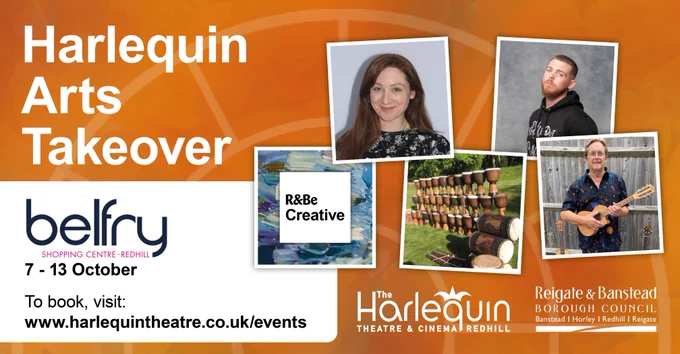 Harlequin Arts Takeover graphic