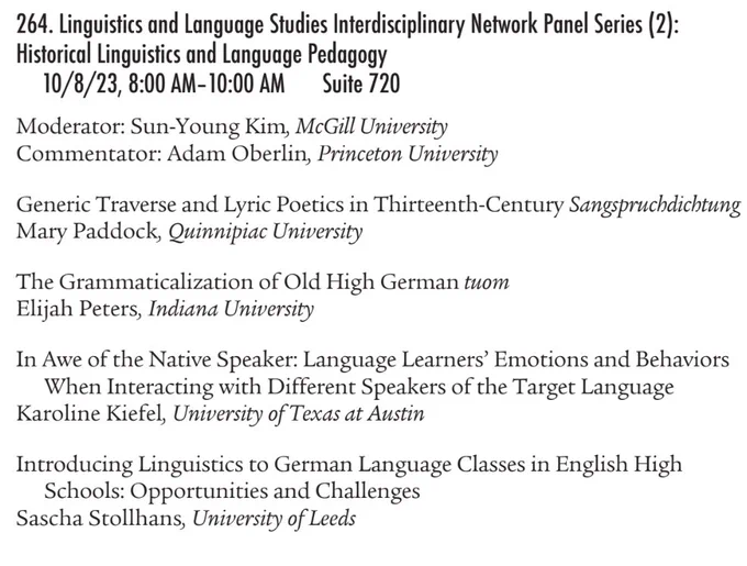 Screenshot of panel description in conference programme, accessible via link in Tweet
