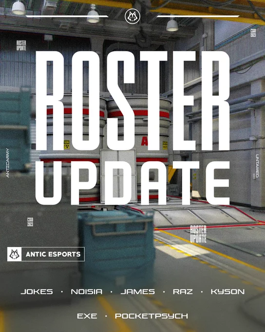 Antic Esports announces a CSGO roster update.