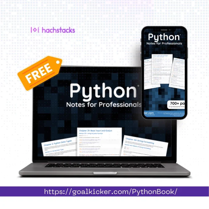 Starting out or already proficient in Python??? Hackstacks is here to support your learning journey. Click the link: https://goalkicker.com/PythonBook/ and begin mastering Python today. Success!
#Hachstacks💜🚀