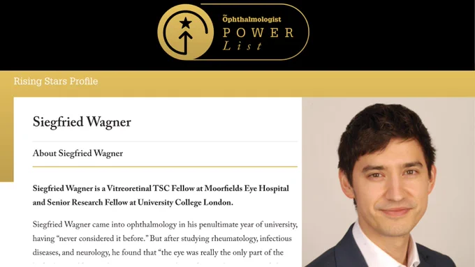 Portrait of Siegfried Wagner who is featured as one of ten rising stars in The Ophthalmologist magazine's Power List