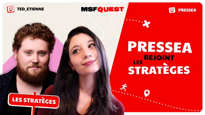 La streameuse Pressea rejoint l'équipe des stratèges avec Ted Etienne, et remplace donc Tonton qui est malade et ne peut participer à MSF Quest