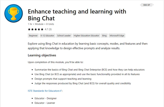 Picture of Bing Chat for Educators course