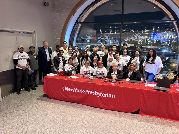 The entire NewYork-Presbyterian team helping get men screened for prostate cancer at a Mets game in September.