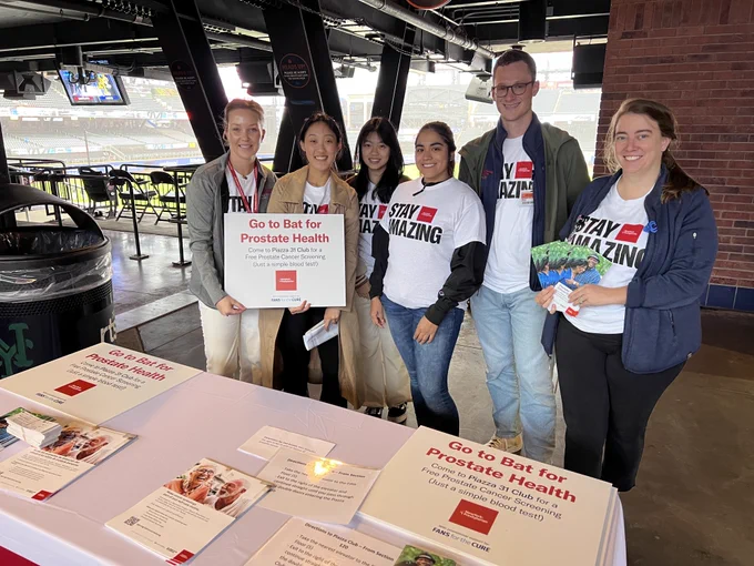 Some of the entire NewYork-Presbyterian team helping get men screened for prostate cancer at a Mets game in September.