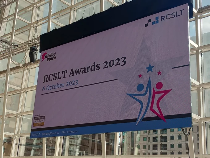 Screen announcing awards ceremony 