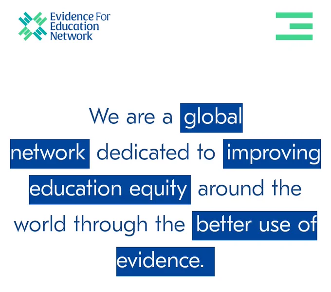 Opening page of the website stating the mission of the partners in the education sector. 