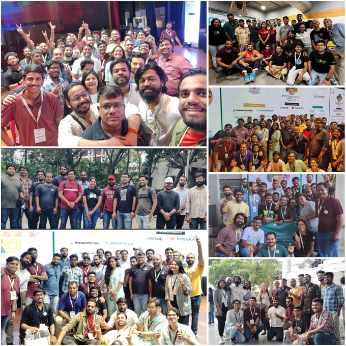 PyConIndia volunteers group photos collage 