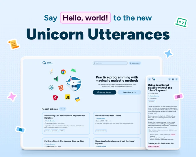 Say "Hello, world!" to the new Unicorn Utterances