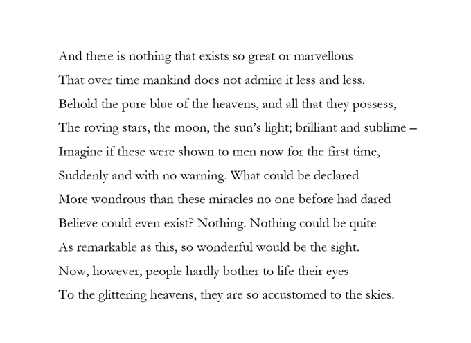 From De Rerum Natura (On the Nature of Things) translated by A.E. Stallings
