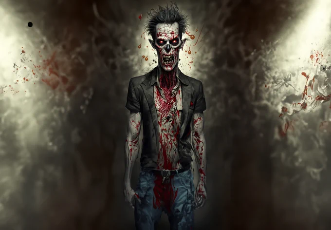 Fairly well-dressed blood thirsty zombie 
