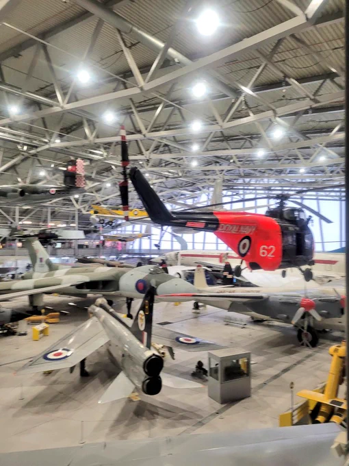 Aircraft in the AirSpace hanger, seen from the Conference Centre at IWM Duxford, Cambridge