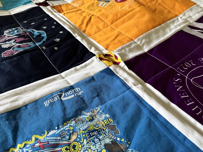 Blanket made from running shirts