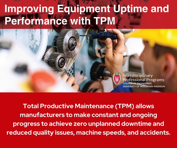 Improving Equipment Uptime and Performance with TPM | Total Productive Maintenance (TPM) allows manufacturers to make constant and ongoing progress to achieve zero unplanned downtime and reduced quality issues, machine speeds, and accidents.