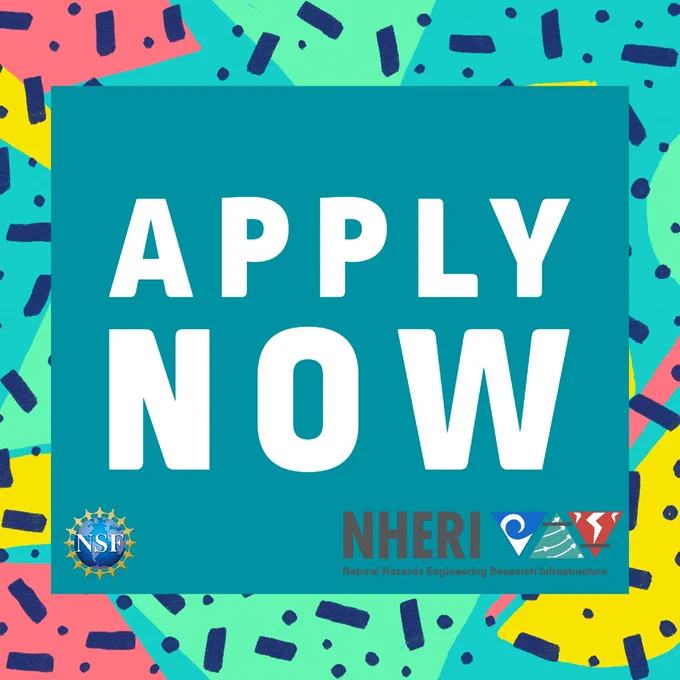 NSF and NHERI logo with text that reads, "Apply now!"