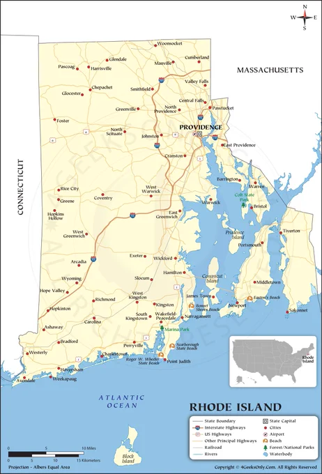 map of Rhode Island, Massachusetts, and Connecticut