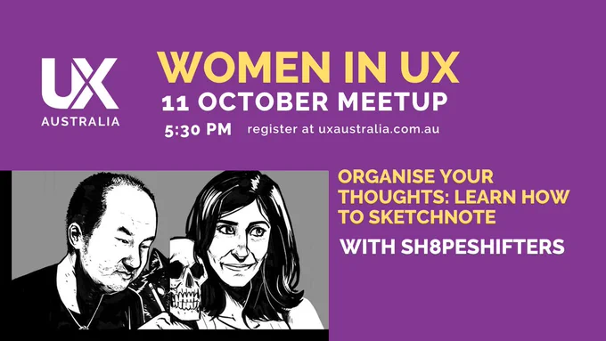 Dive into Sketchnoting at WiUX with Sh8peshifters! Tomorrow night, 5:30pm.
