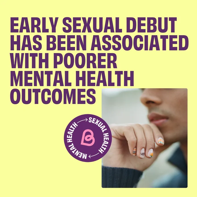 Graphic with the statistic that early sexual debut has been associated with poorer mental health outcomes. 