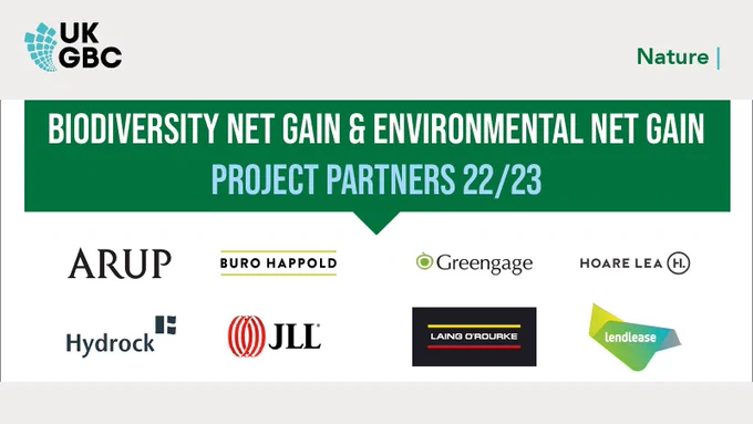 BNG/ENG Project Partners 22/23 - Arup, Buro Happold, Greengage, Hoare Lea, Hydrock, JLL, Laing O'Rouke, Lendlease. 