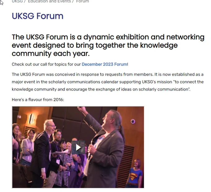 Website screenshot with Leo Appleton stood up speaking to the audience about librarians as superheroes 