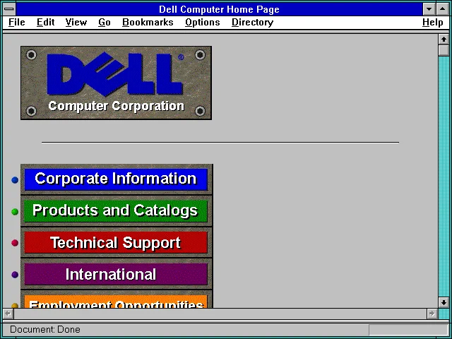 Dell homepage in 1995