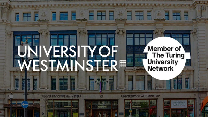 University of Westminster logo alongside Member of The Turing University Network logo