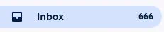 Screenshot of the number of unread messages in an email inbox, showing 666 unread messages.