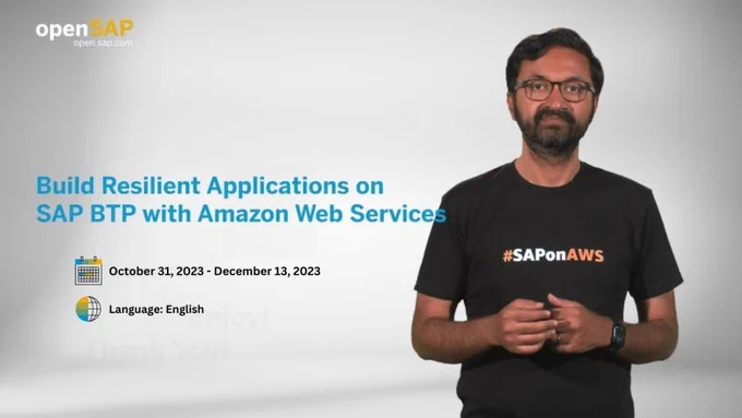 Excited to announce our latest #openSAP course: "Build Resilient Applications on SAP BTP with Amazon Web Services"!