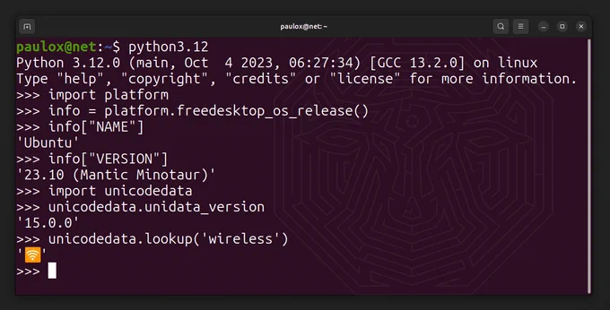 Gnome Terminal with Python 3.12 in Ubuntu 23.10