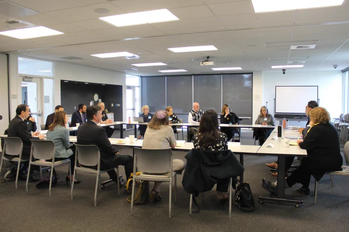 Mayor Harrell speaks to Jewish community members at a roundtable discussion.