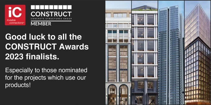 Invisible Connections products are used at projects shortlisted for the 2023 CONSTRUCT Awards. TSS or RVK connectors provide the hidden means of support for the precast stair landings off the core walls at Berners & Wells, Angel Square and at South Quay Plaza. FERBOX bespoke continuity strip was used in both South Quay Plaza (SQP4) and the Turing Building, International Quarter London (IQL S4).