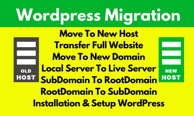 If you are here for WordPress Website Migration, Transfer Website, Move WordPress, Clone Website, WordPress Migrate, WordPress Backup, and more of these related services, then you are at the right service.

I'll take care of everything from backing up your website to transferring your files and databases. I'll also make sure that your website is working properly even after the migration.

▶Here's what I can do for you:
✅Transfer WordPress from local server to live server.
✅Migration WordPress Website from SubDomain to RootDomain.
✅Migration WordPress Website from MainDomain to SubDomain.
✅Clone WordPress  website or Duplicate WordPress website to a New Domain.
✅WordPress migration or move WordPress site from one host to another new host.
✅Installation And Setup WordPress.
✅Complete Backup of your WordPress Website.