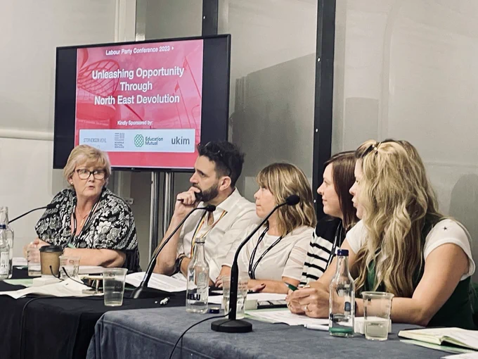 Mary with panellists on the panel at Labour Conference 