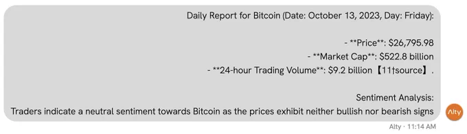 Daily Bitcoin report and sentiment from the Alty Network of chat groups
