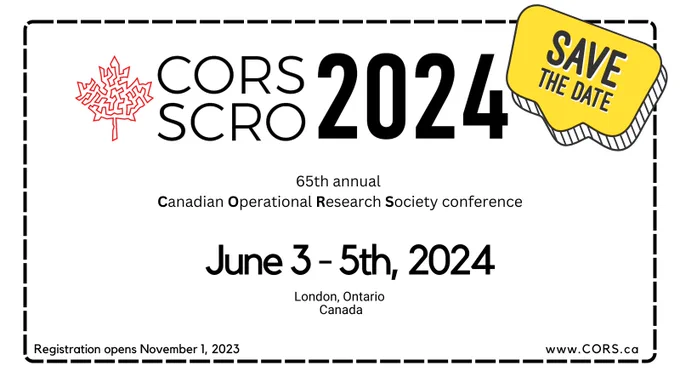 CORS conference 2024 logo and a sign to save the date.  Includeds the details of when and where the conference will take place.  