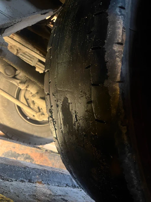 Tyre below the legal limit of 1mm tread depth