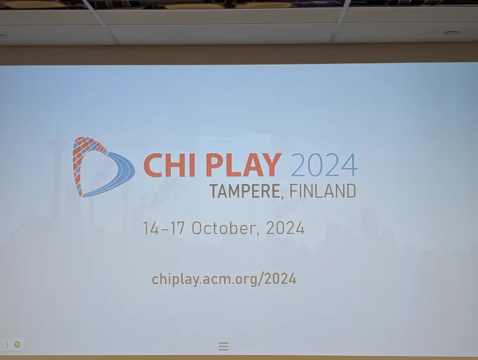 Slide saying CHI PLAY 2024 - Tampere, Finland
