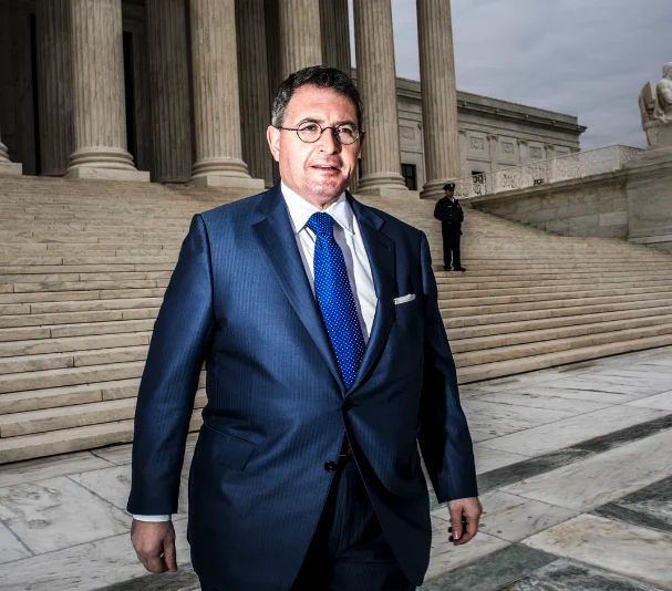 Leonard Leo stands outside of the Supreme Court. Photo by Mark Peterson / Redux.
