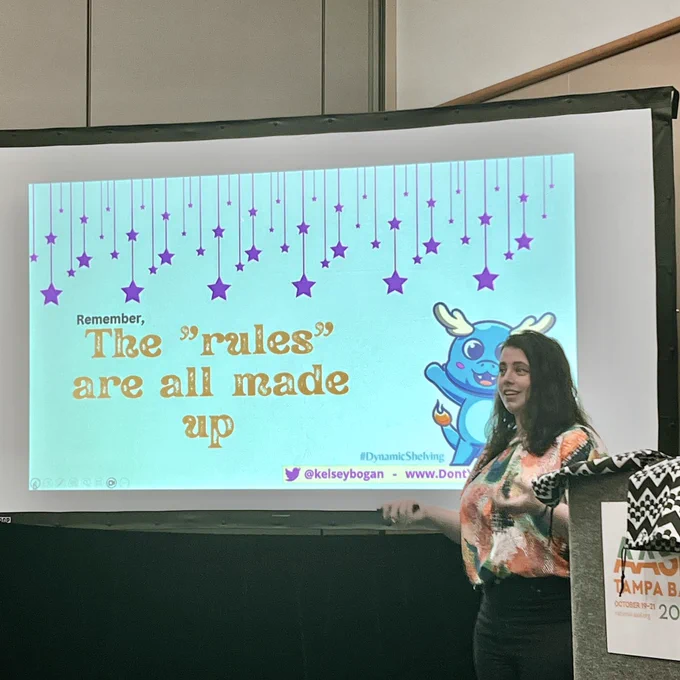 Presentation slide that says “Remember, the ‘rules’ are all made up.”