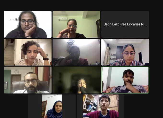 Screenshot of zoom meeting. Some have their cameras on and some off.