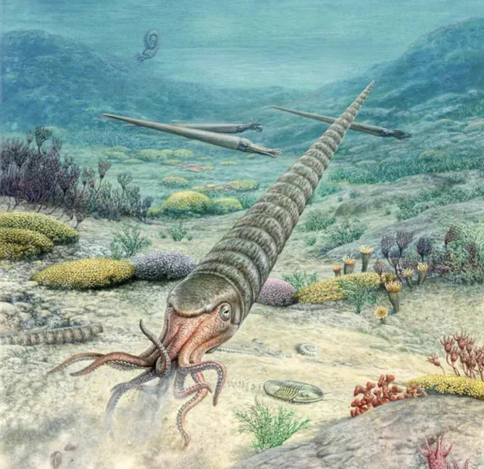 Artist rendition of an Ordovician ocean. John Sibbick/Science Photo Library.
