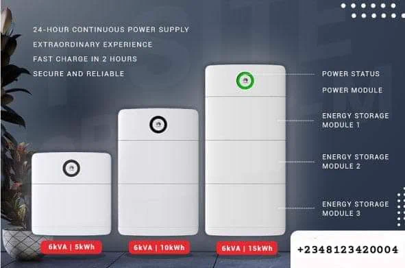 Baric Power WALL:

6kVA Inverter   5KWh Battery is N3m
6kVA Inverter   10KWh Battery is N5m
6kVA Inverter   15KWh Battery is N7m

Available in Lagos, Abuja, Port Harcourt, Kano, Kaduna, Owerri, and other major cities in Nigeria.

Wind Turbines sold separately.