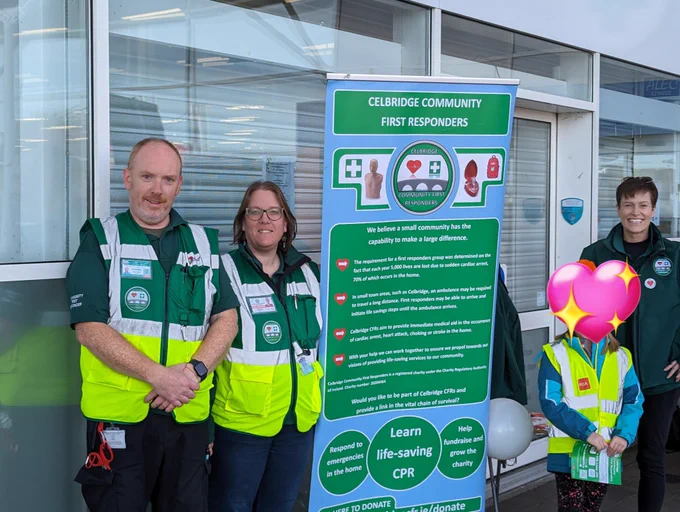 Celbridge CFR volunteers standing with an information banner