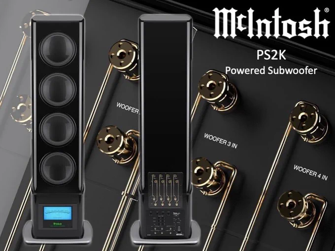 McIntosh New PS2K Powered Subwoofer 4 X 13” Woofers4 X 500 Watt Amplifiers Up to 2,000-Watt Power Rating Adjustable Low & High Pass Filters, Parametric EQ Filters, Level Control, and Phase Adjustment Extra thick enclosure baffle to ensure ultimate rigidity and low vibration Beat for Dolby Atoms Home Theater System. For more details contact Sound Innovators on 9923288899