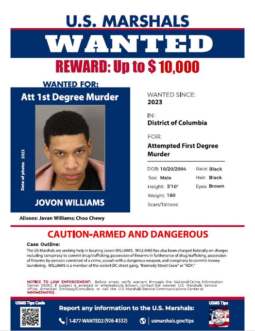 Image of a wanted poster featuring Jovon Terrell Williams.