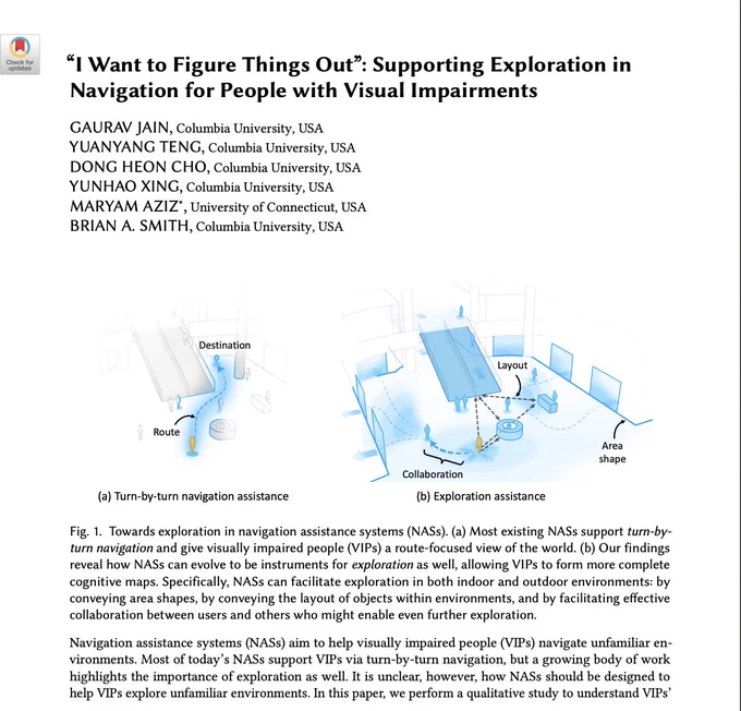 The first-page screenshot of paper titled "'I Want to Figure Things Out': Supporting Exploration in Navigation for People with Visual Impairments"
