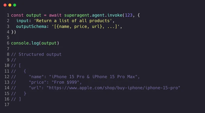 Structured outputs with Superagent and AI