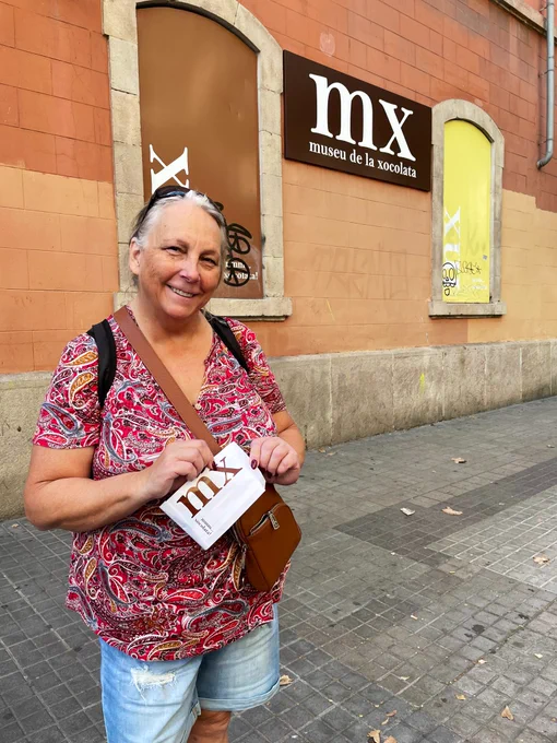 Grandma in front t of the MX museum de la xocolata.