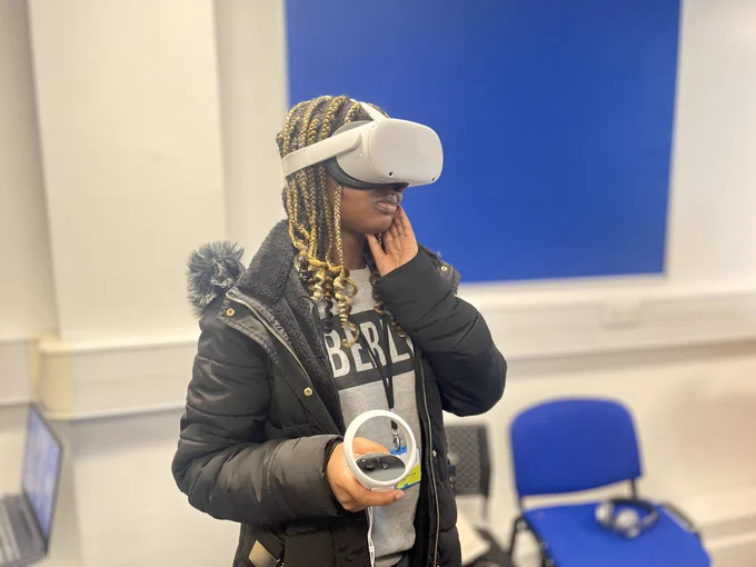 Mental Health Students using VR to assess and care for a patient in crisis